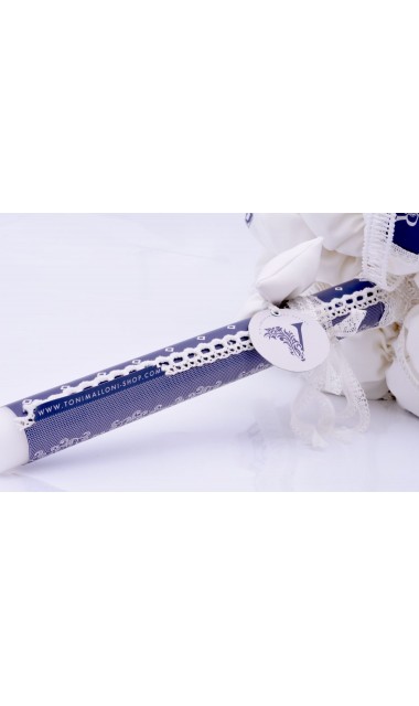 Lumanare botez baiati cu papioane bleumarin, 65x4cm, Retro Chic 7